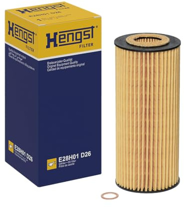 HENGST - Ölfilter E28H01 D26 - Öl-Filtereinsatz für KFZ | Hochwertiger Motorölfilter für KFZ mit Otto- oder Dieselmotor - Robuster Ölfilter mit hoher Schmutzaufnahmefähigkeit