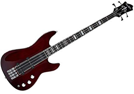 Hagstrom 4-saitige Bassgitarre, Schwarz glänzend (SUSWEB-BLK) Aus natürlichem Mahagoniholz