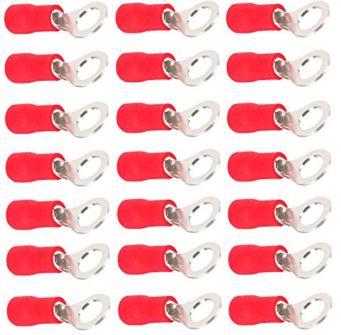Mintice 100 Rot 1/4 Kupfer Kabelschuhe Ring Anschlussklemme 16-22 Ga AWG Crimp Kabel Elektrischer Crimpkabelsatz Drahtklemmen Quetschverbindern Steckverbinder kabelverbinder
