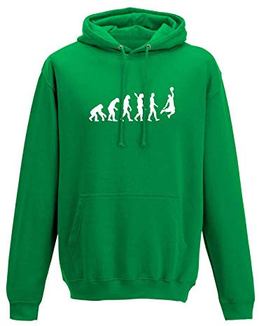 Hoodie Evolution Basketball Dunking Sport Jordan NBA 10 Farben Herren XS - 5XL DBB Alba Brose 46ers Olympia Bulls Celtics Spurs, Größe:S, Farbe:grün - Logo Weiss