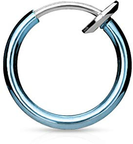 Paula & Fritz® Fake Septum Helix Tragus Cartilage Klemmring Durchmesser 10mm Ringstärke 1.6mm titaneloxiert Chirurgenstahl