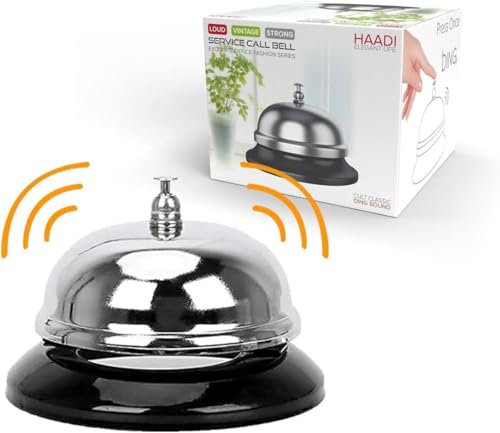 HAADI Tischklingel Edelstahl Rezeption Rufklingel Handheld Schreibtisch Service Thekenklingel Aufmerksamkeitsruf Klingelton für Hotels, Schulen, Restaurants, Empfangsbereiche