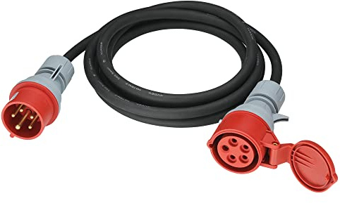 CEE Verlängerungskabel 5m Starkstromkabel H07RN-F 5G 2,5mm² 400V 16A, 5-polig CEE-Verlängerung mit Phasenwendestecker, IP44 Starkstrom-Verlängerung für Baustelle, Industrie, Außenbereich