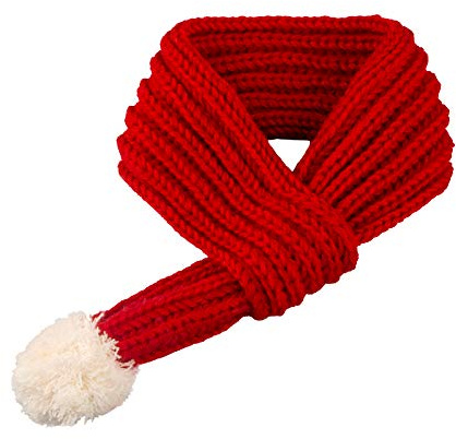 Golden Apple Weihnachtlicher Strickschal mit flauschigem Pompon, Halswärmer, Bandana, Weihnachten, Urlaub, Winter, Haustier, Welpen, Katze, Kostüm, Größe M