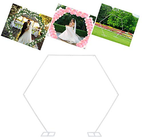 FATIVO Kit Arco Palloncino in Metallo 2m Arco Palloncini Struttura Bianco Arco di nozze in metallo Arco per Matrimonio con base Stabile Arco per Rose Rampicanti Staccabile Feste decorazione