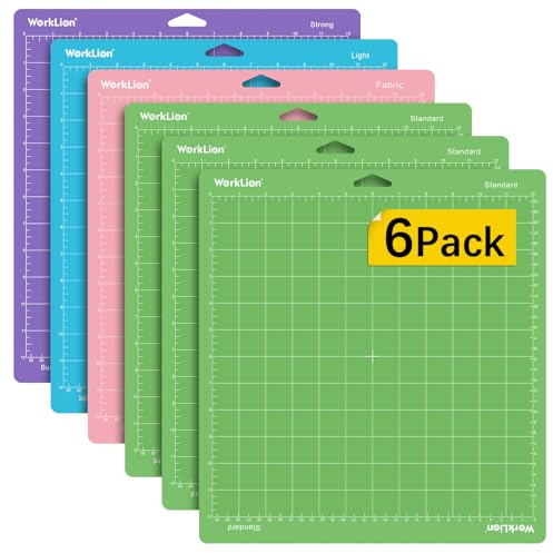 WORKLION alfombrilla de corte 12x12: (5 piezas, 2 adhesivos estándar, 1 fabric, 1 ligero, 1 fuerte). Variedad para 3/Air 2/Air/One/Maker 3/Maker