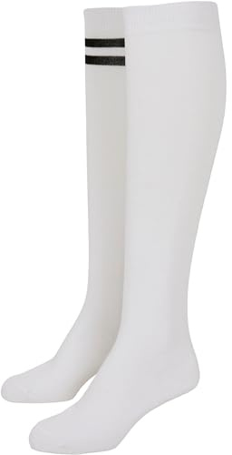 Urban Classics Damstrumpor dam collegestrumpor 2-pack knästrumpor för kvinnor, flerpack, 1 st enfärgade vardera + 1 gånger med sportiga ränder, finns i många färger, storlekar 35–38 och 39–42, Vit, 35-38 EU