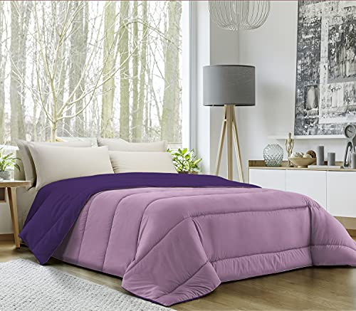 Banzaii Trapunta Invernale, calda e morbida – Piumone da 350 gr/mq - Microfibra manopesca – Traspirante, Anallergica – Prodotta in Italia – Singolo 170x260 cm Lilla/Melanzana