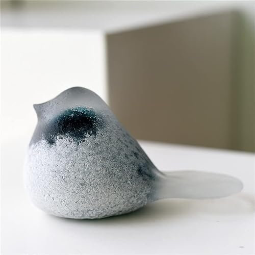 TURSGYZ Farbige Glasurkunst weißer Spatz Vogel Taube Glasfigur handgefertigt Briefbeschwerer aus mundgeblasenem Glas Geschenk für Geburtstag Heimdekoration Tischdekoration