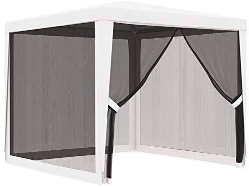 Goliraya Party Tent Gazebo Heavy Duty Shelter Tent, Gazebo with 4 Mesh Sidewalls 2,5x2,5 m Sun & Water Protection Marquee Canopy Tent Outdoor Garden Canopy White 2,5x2,5 m