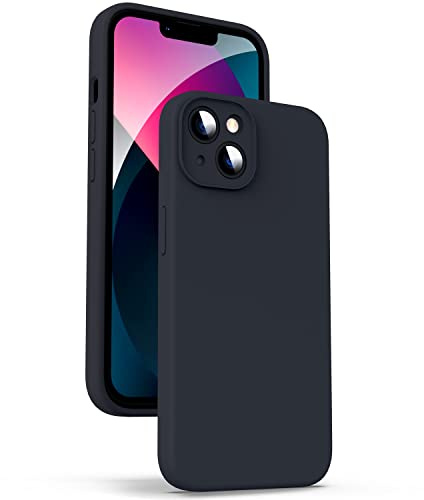 Supdeal Liquid Silikon Hülle für iPhone 13, [Kameraschutz] [Anti Fingerabdruck] [Kabelloses Laden] Flüssige Silikon Handyhülle Schutzhülle, Eingebaute Mikrofaser Case Cover, 6,1, Schwarz