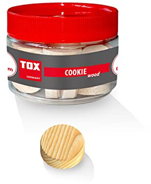 TOX Querholzplättchen Cookie Wood 25 mm Fichte, 40 Stk. | Zum Reparieren und Ausbessern fehlerhafter Holzstellen, in der Runddose, 015260303