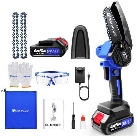 Banas Mini Motosega Senza Filo da 4Pollici | Motore in Rame Puro Senza Spazzole | con 2 Batterie da 1,5Ah e 2 Catene, Motosega Elettrica Portatile per Giardinaggio, Potatura di Rami e Taglio del Legno