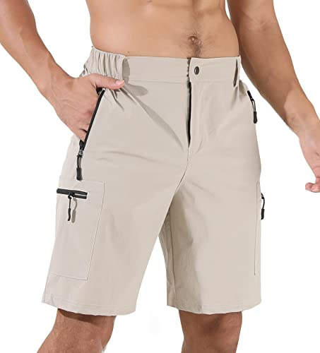 Suwangi Hombre Pantalones Cortos de Secado Rápido Cargo Pantalones Cortos de Hacer Deporte al Aire Libre Transpirable para Senderismo Escalada Trekking con Múltiples Bolsillos