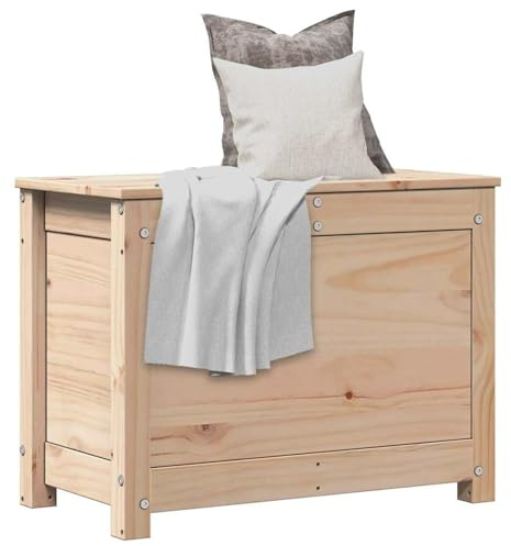 Homgoday Kista med gott om lagringsutrymme förvaringsbord med lock förvaringsbox träkistor för hall vardagsrum sovrum 60 x 32 x 45,5 cm massiv furu