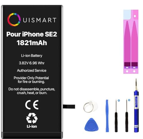 OUISMART® KIT Batterie pour IPHONE (avec Kit Outils + Adhésif, iPhone SE 2020)
