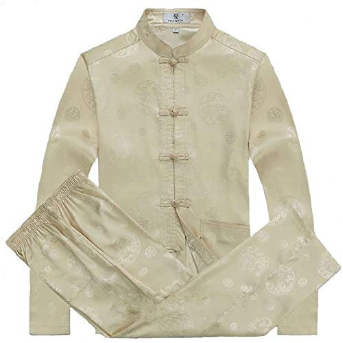 Rubruan Chinesische Tangzhuang Kleidung Anzug - Traditioneller Tang-Anzug Kampfkunst Kung Fu Tai Chi Uniform Trainingsanzug Langärmelige Jacke Hose Drachen Kostüm für Damen Herren
