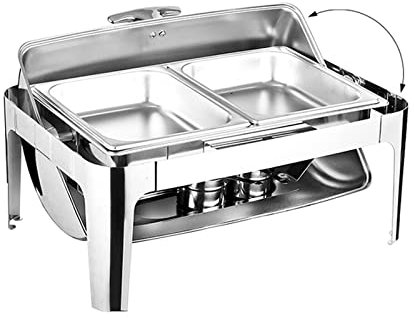 XUEMANSHOP 9L Chafing Dish Elektrisch,Essen Warmhalten Behälter mit Cover Speisenwärmer mit 2 Brennpasten-Halter für Catering, Buffet und Party