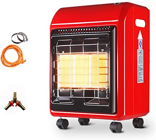 Energy Efficient Heaters,Portable Gas Heater 4.2Kw Calor Gas Heater Indoor Mobile Cabinet Ceramic Ceramic Heating Plate with Wheels Comes with Free Hose And Regulator 3 Heat Settin