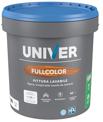 DETERMONDO Univer Pittura Bianca per Interni FullColor 1 Lt Classe A+ Vernice Bianca Muro Interno Lavabile Traspirante Monomano adatto per intonaci cartongesso premiscelati e gesso
