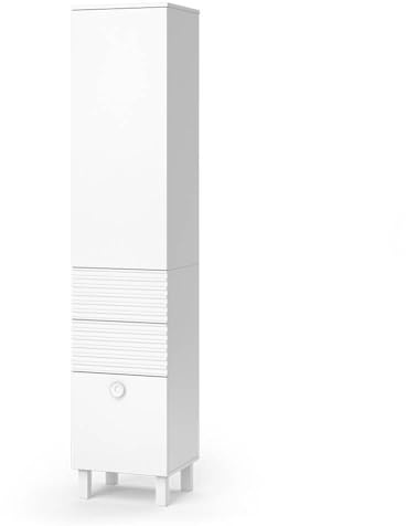 Vicco Badschrank Sola, Weiß, 40.2 x 192.4 cm | mit Tür und Schubladen, zur Wandmontage geeignet für zusätzlichen Stauraum