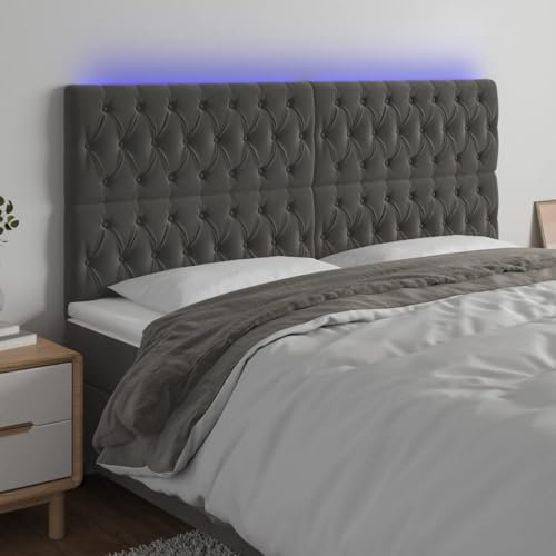ZEYUAN Kopfteil, Bettkopfteil, Kopfteil Bezug, Bett Rückwand, Bettrückwand, Kopfteilbezüge, Kopfteilabdeckung, Dunkelgrau 200x7x118/128 cm Samt