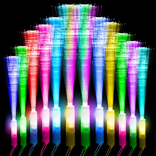 Kimimara Bâtons Lumineux Colorés en Fibre de Verre 12 PCS Bâtons LED Lumineux, Multi-lumière Modes, Jouets de Carnaval de Pâques pour les Fêtes, les concerts, Noël, Clubs, Fêtes d'enfants, Mariage