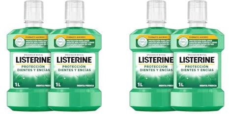 Listerine Protección Dientes y Encías (pack de 2 x 1L), enjuague bucal con flúor, colutorio bucal con 24 horas de protección, elixir bucal para un aliento fresco duradero (Paquete de 2)
