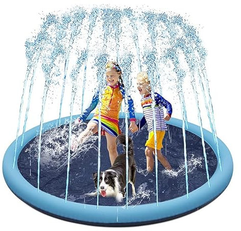 Dog Pool Paddling Pool for Pets,Foldable Sprinkle and Splash Water Play Mat,Fun Backyard Fountain Play Mat for Baby Girls Boys Children or Pet Dog (100cm/39.3in)
