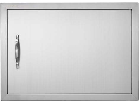 VEVOR Grill-Zugangstür, 610 x 432 x 46 mm, Einzelne Außenküchentür, Flächenbündig Montierte Edelstahltür, Vertikale Wandtür mit Griff, für Grillinsel, Grillstation, Außenschrank usw.