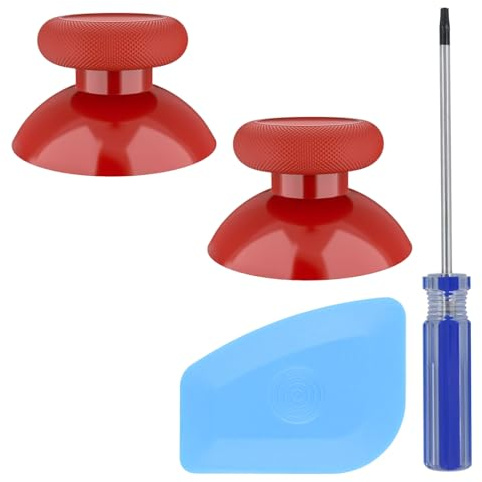 OnlyTech - Set of 2 Replacement Joysticks for Xbox One and Series X/S and Elite Controller - Red - with Tools