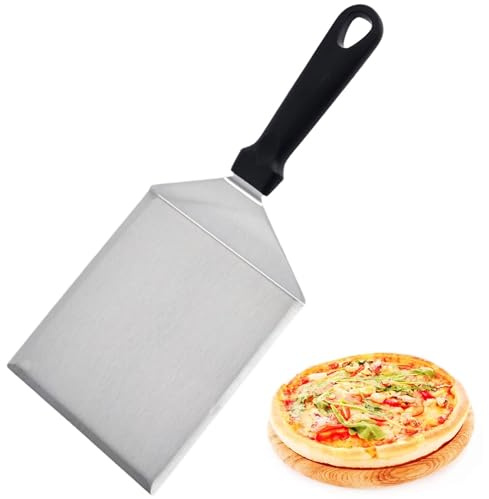 Cucchiaio da Barbecue con Spatola Rettangolare in Acciaio inox, Con Manico Resistente al Calore, per Sollevare e Girare Hamburger, Uova, Bistecche, Ideale per Barbecue e Piastra Piatta(Pala per pizza)
