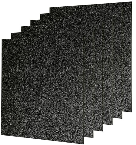 QUARKZMAN 6Pcs Feuilles d'Acrylique Pailletées Épaisseur 1/8 8 x 8 | Noires, Feuilles Plastiques Fluorescentes Brillantes, PMMA Extrudées, pour l'Artisanat DIY Découpe et Gravure au Laser