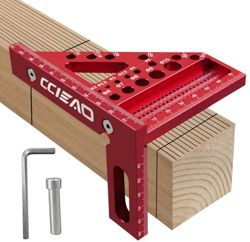 3D Multi-Angle Carpenter Square Scriber, 22.5-90 Degree Drawing Line Ruler with Pin, High Precision Woodworking Square Protractor for Carpenters,Construction,Craftsmen and DIY (Metric)