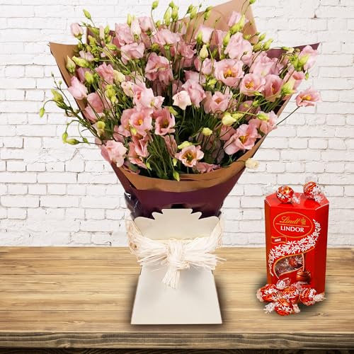 Just Lisianthus Pink Flower Bouquet Fresh Fresh Flower Delivery With Chocolates For Birthdays Anniversaries Thank You Gifts