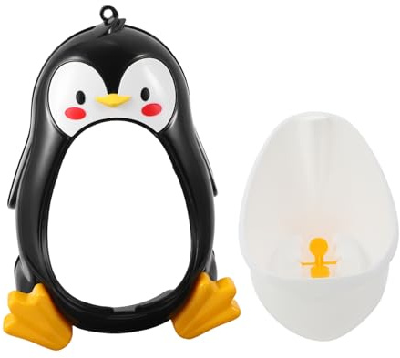 Kinder Pinguin Urinal für Jungen, 1 Stück, Schwarz, Pp | Wandmontage fürs Badezimmer, Leicht zu Reinigen, Leicht zu Installieren, Niedliche Cartoon Form