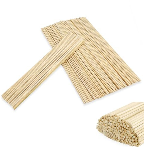 KATIMI 300PCS Wooden Dowels, 30cm × 3mm Dowel Rods, Natural Bamboo Balsa Wooden Sticks, Anti-Corrosive Craft Sticks, Suitable for Construction Models and Variety of Handicrafts