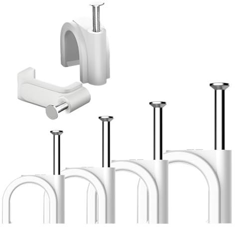 400 PCS Cable Clips,White Cable Holder, Strong Cable Tidy Clips, wire clips,4 Sizes (4mm, 6mm, 8mm, 10mm) for Ethernet, Telephone, TV, USB Cables - Wire Tidy Management