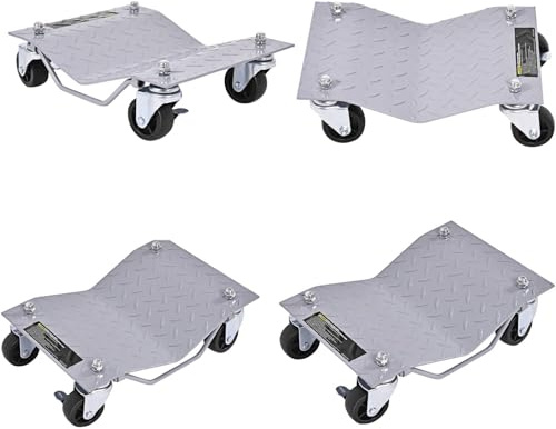 HOMFME Wheel Dolly, 2720KG Heavy Duty Car Moving Dolly with Lockable Casters, Handle, Set of 4 Car Tire Skates for Moving Repair Vehicle Trucks Trailers Motorcycles