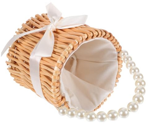 Garneck Geschenkkorb Eierkorb aus Rattan Geschenkkörbe für Frauen gewobener Korb kühlkorb einkaufskorb storage handlicher Aufbewahrungskorb handgefertigter Blumenkorb Schleife