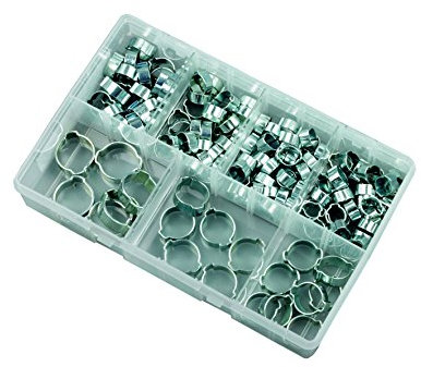 Zinc Plated O Clips 2-Ear 3/8-7/8 Tube Fittings Assorted Box 125pcs
