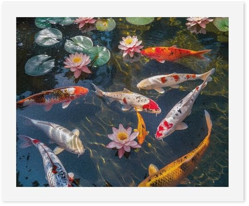 Feng Shui Nine Fish Paint by Numbers Kit for Adults DIY Art Craft Set Painting Kit Drawing Paintwork for Home Wall Decor
