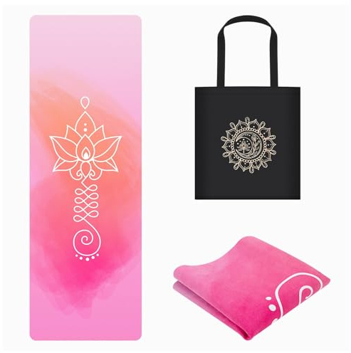 jooeer Tappetino da Viaggio per lo Yoga, Tappetino Pieghevole Antiscivolo da 1,5 mm per Pilates Palestra Stretching, Assorbe il Sudore, 183 x 61 cm