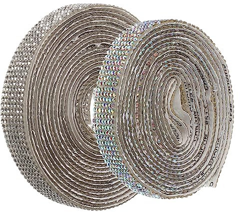PHENOFICE 2 Rollen Klebe-strassstreifen Kristall-strassband Zum Basteln Strassband Für Kleidung Und Accessoires