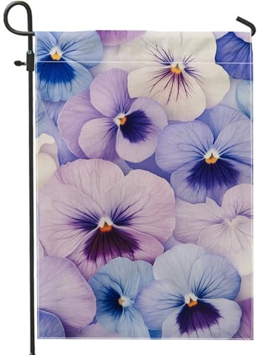Drapeau de jardin de pensée violette pour printemps et été, bannière de décoration d'intérieur, drapeau décoratif double face pour pelouse et fêtes de vacances 30,5 x 45,7 cm