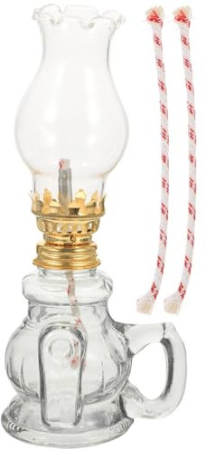 MAGICLULU Öllampe Im Vintage-Stil Mit Glasabdeckung Petroleumlampe Für Zuhause Wohnaccessoires Retro-öllampe Als Notbeleuchtung Ohne Öl