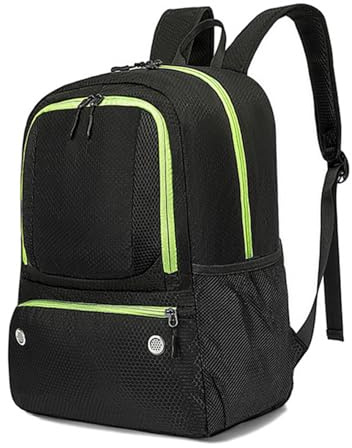 KUWHSIOP Basketball-Rucksack mit Ball- Und Schuhfach Leichter Wasserdichter Sportrucksack, Turnbeutel für Volleyball und FußBall,Black 3