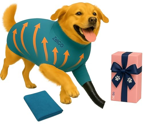 ZielGo® Hundetrockner Anzug M & L – leiser Hundefön mit Blower-Anschluss – schnelltrocknend, faltbar – Pet Dryer für mittlere & große Hunde – Geschenkidee für Hundeliebhaber