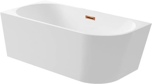 Aquauno, vasca angolare indipendente sinistra 170 x 80 cm, ovale in acrilico sanitario di alta qualità, vasca da bagno in acrilico con scarico click, troppopieno, copertura, scarico e telaio in