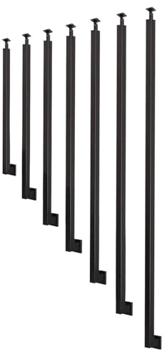 L-förmiges Geländer - Schwarzer Treppenhandlauf, Wandtrennsäulen, Haltegriff für Dachböden, Raumteilerpfosten, Metall-Treppenhandlauf für Stufen, Baluster, Sicherheitsgeländer(Style 1,160cm(5.3ft))